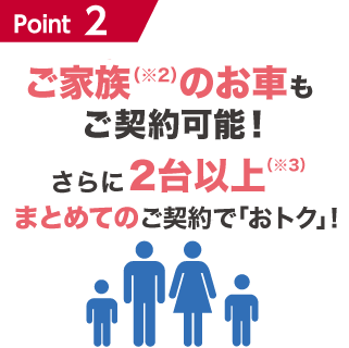 Point2 | ご家族（※2）のお車もご契約可能